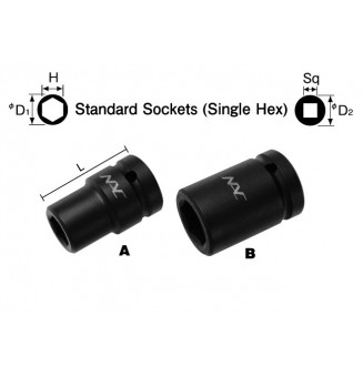 1/2" Standard Socket (Single Hex)